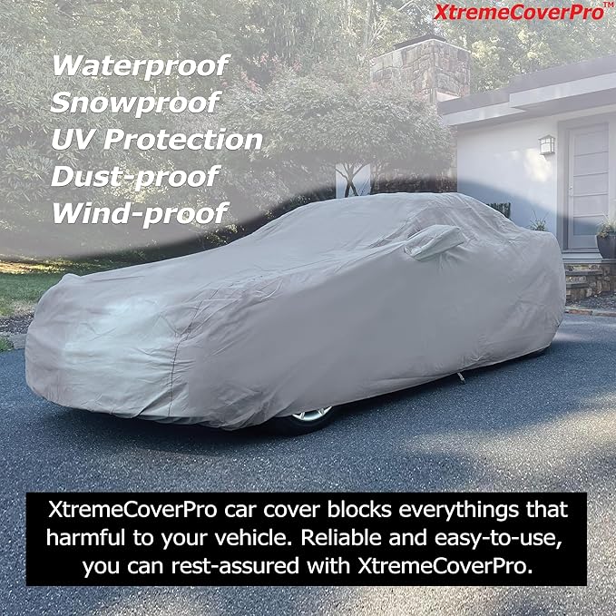 All Weather Waterproof car Cover Good for rain Snow uv Protection dust Large Size SUV Sienna Escalade Tahoe Yukon X7 Sequoia Range Rover Pacifica Gray