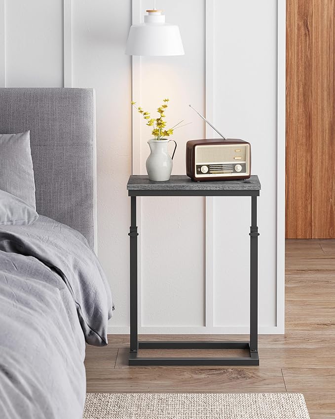 TUTOTAK End Table, Side Table, Tall Couch Table, Sofa Table, Living Room, Bedroom, Grey TB01BY083