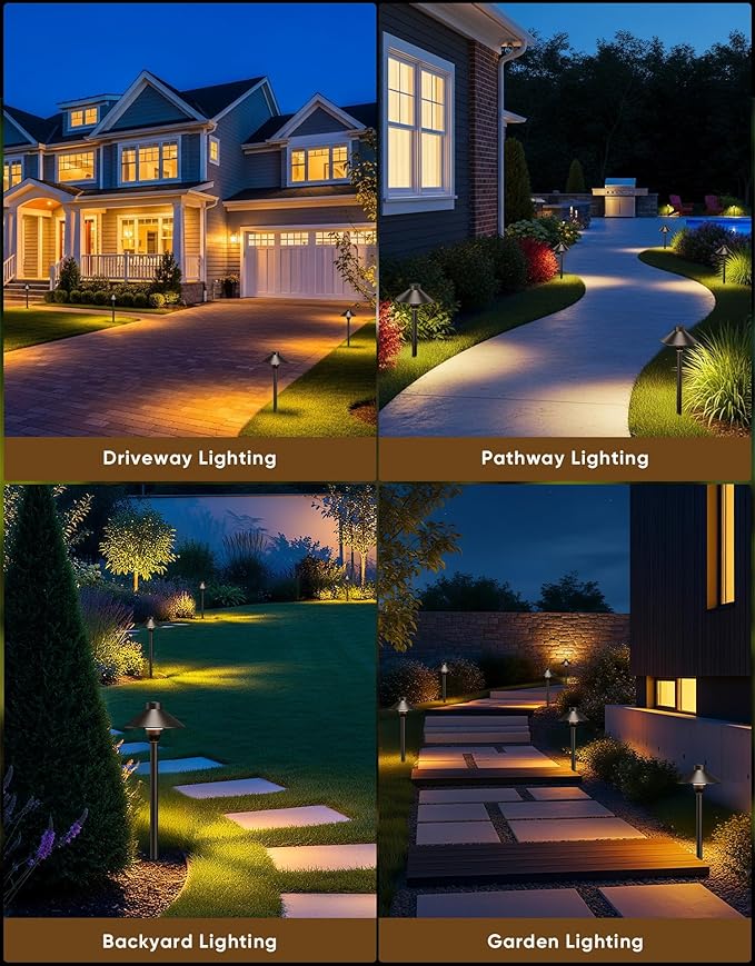 PARTPHONER Low Voltage Landscape Lighting 12-Pack, Aluminum 12V Pathway Lights with G4 Bulbs, Waterproof Oil Rubbed Bronze Color Wired Path Lights with Connectors for Walkway Yard Garden