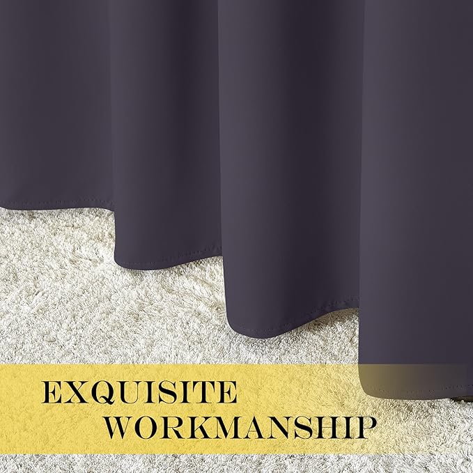 NICETOWN Kitchen Short Blackout Curtain and Drape - Thermal Insulated Solid Grommet Blackout Panel for Patio Bedroom Living Room (Single Panel, 52 inches by 45 inches, Greyish Purple)