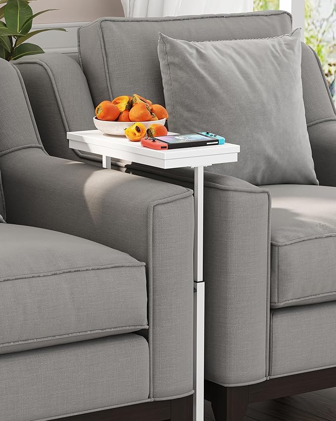 TUTOTAK End Table, Side Table, Tall Couch Table, Sofa Table, Living Room, Bedroom,White TB01BW083