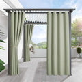 RYB HOME Outdoor Curtains for Patio Waterproof Block Sunlight Thermal Insulated Privacy Assured Thick Outside Curtains for Porch, Gazebo, Pergola, W52 x L84, Sage Green, 1 Panel