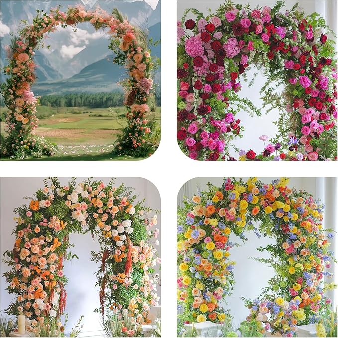 Adorox 7.8ft Garden Arch Trellis for Climbing Plants, Metal Arch Frame, Pumpkin Archway Outdoor Garden Arbors and Arches for Halloween Christmas Birthday Party Baby Shower Decoration(Black)