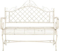 Safavieh PAT5017A Collection Adina Antique White Wrought Iron 51.25" Outdoor Garden Bench