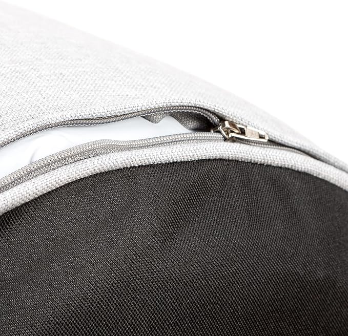 QILLOWAY Indoor/Outdoor Inflatable Stool,Round Ottoman,All Weather Foot Rest for Camping or Home,Silver/Grey