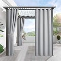 RYB HOME Outdoor Curtains for Patio Waterproof Block Sunlight Thermal Insulated Privacy Assured Thick Outside Curtains for Pergola, Deck, Gazebo, W52 x L90, Light Grey, 1 Panel