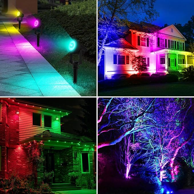 T-SUNUS RGB Solar Landscape Spotlights Christmas, Color Changing Spot Light Outdoor IP65 Waterproof Garden Lights 9.8ft Cable with Separated Panel for Yard Driveway Porch Walkway Pool Patio Halloween