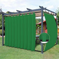 Easy-Going Outdoor Patio Curtains Detachable Tab Top Windproof Weatherproof Curtain for Cabana, Porch, Pergola and Gazebo, Tab Bottom Drape, 2 Panels, 110W x 120L inch, Green