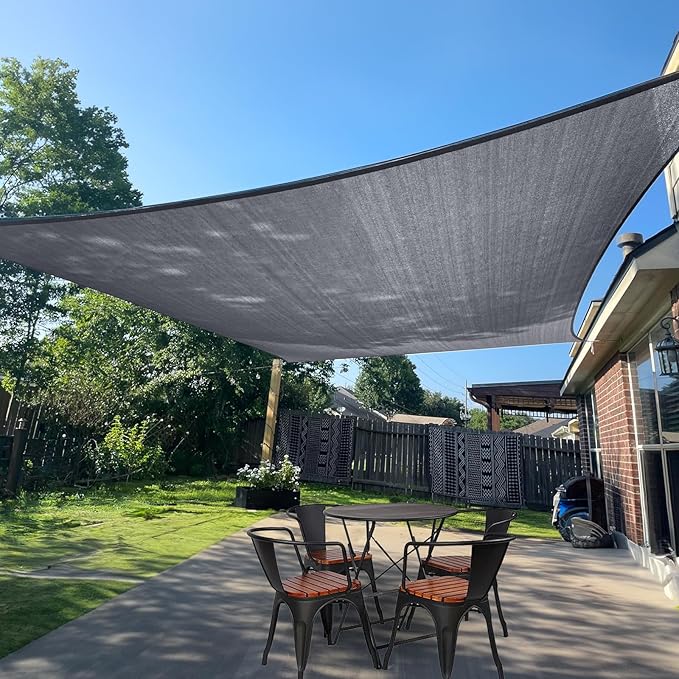 SUNLAX Sun Shade Sail 10' x 12' Dark Grey Rectangle Canopy Sail Shade Cover UV Block Permeable Sunshade Outdoor for Patio Backyard Deck Pergola (We Make Custom Size)