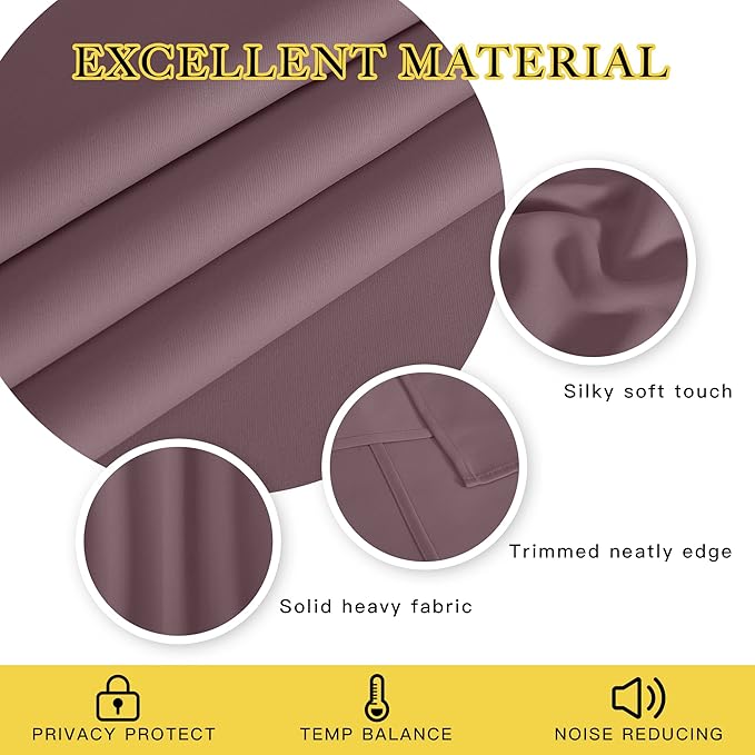 NICETOWN Short Blackout Curtains for Bathroom - Sound Reducing Window Treatment Thermal Insulated Grommet Vertical Drapes for Kitchen/Cafe/Nursery, Dry Rose, 1 Panel, W52 x L45