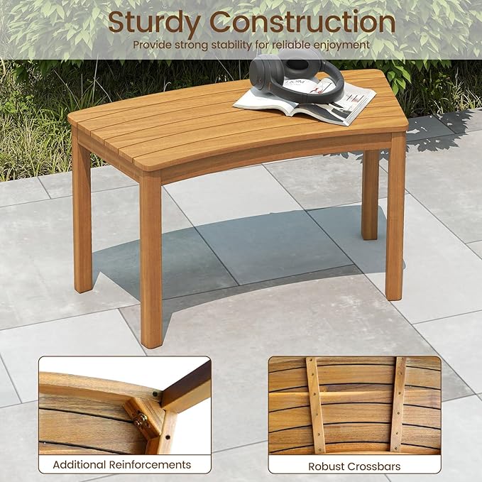 Tangkula Acacia Wood Outdoor Curved Bench Set of 3, Patio Garden Backless Fire Pit Bench with 1200 lbs Weight Capacity, Outside Seating Furniture for Front Porch, Deck & Backyard