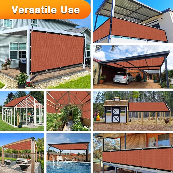 Artpuch 90% Sun Shade Cloth, 4 x 6 FT Pergola Shade Cover Canopy with Grommets, Sun Screen Fabric Tarp for Patio, Outdoor, Garden, Backyard, Rust Red