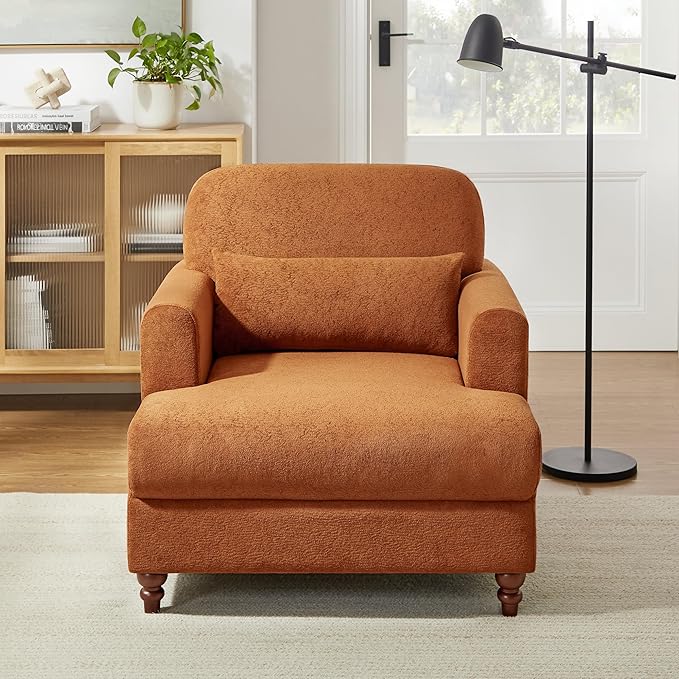 Oversized Chaise Lounge Chair Set of 2, Cloud Fluffy Chaise Sofa Recliner with Adjustable Backrest, Comfy Upholstered Sleeper Couch Bed, Modern Deep Seat Reading Armchair for Living Room, Bedroom