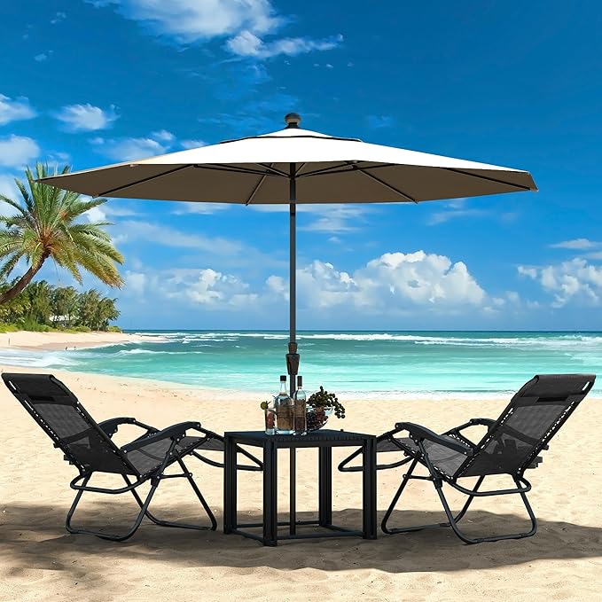 Yaheetech Zero Gravity Recliners Outdoor Adjustable Folding Reclining Lounge Chairs w/Pillows, Cup Holder Trays and Carry Strap for Patio Backyard Beach Gray Set of 2