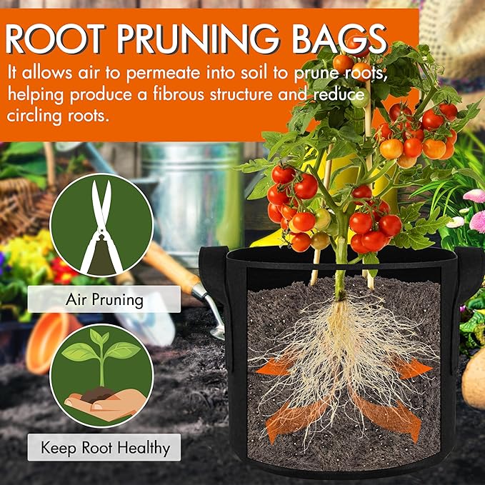 Gardzen 6-Pack 30 Gallon Grow Bags, Aeration Fabric Pots with Handles, Heavy Duty Cloth Pots for Plants