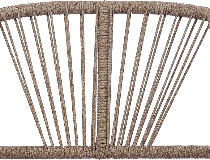 Merax 2-Piece Acacia Wood Patio Set - Curved Tub Loveseat & Slatted Coffee Table with Woven Rope Accents & Weather-Resistant Cushions for Deck, Porch or Garden,Teak+ Beige