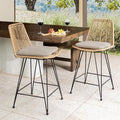 IDZO Rattan Counter Height Bar Stools, 36.5" Tall, 400lbs Capacity, Durable Steel Frame, Plush Cushions, Use for Outdoor & Indoor, Ideal for Kitchen Island & Bar, Stylish Bar Stools Set of 2