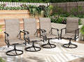 PHI VILLA Swivel Patio Chair Set of 4, 42" High Back Outdoor Chairs with Padded Fabric & E-Coating Frame, All Weather-Resistant for Deck Lawn Garden