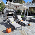 PURPLE LEAF Outdoor Chaise Lounge Set of 2 Aluminum Adjustable Patio Lounger Chairs with Cushions Reclining Beach Daybed for Poolside Balcony Deck Backyard, Dark Grey