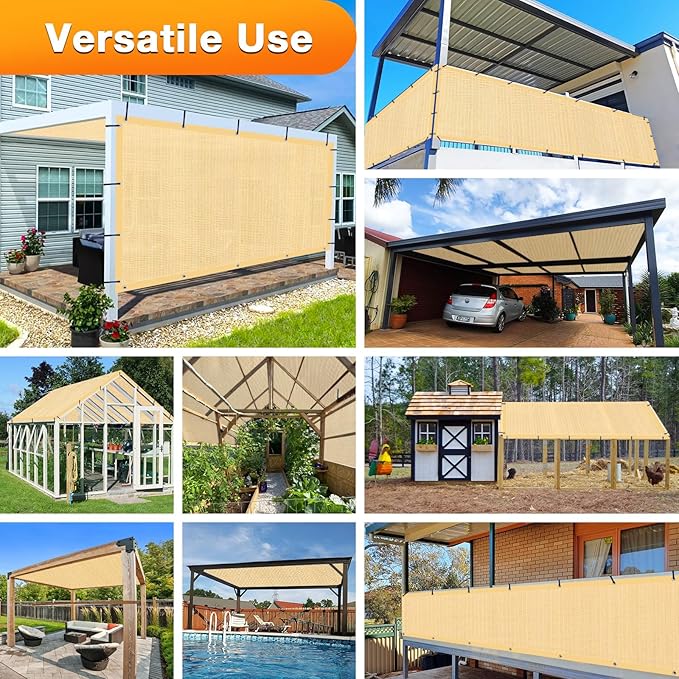 Artpuch Outdoor Pergola Shade Cover 9' X 11' Sun Shade Cloth with Grommets, 90% UV Protection Canopy Patio Privacy Screen (Customized Available) GN107, Wheat
