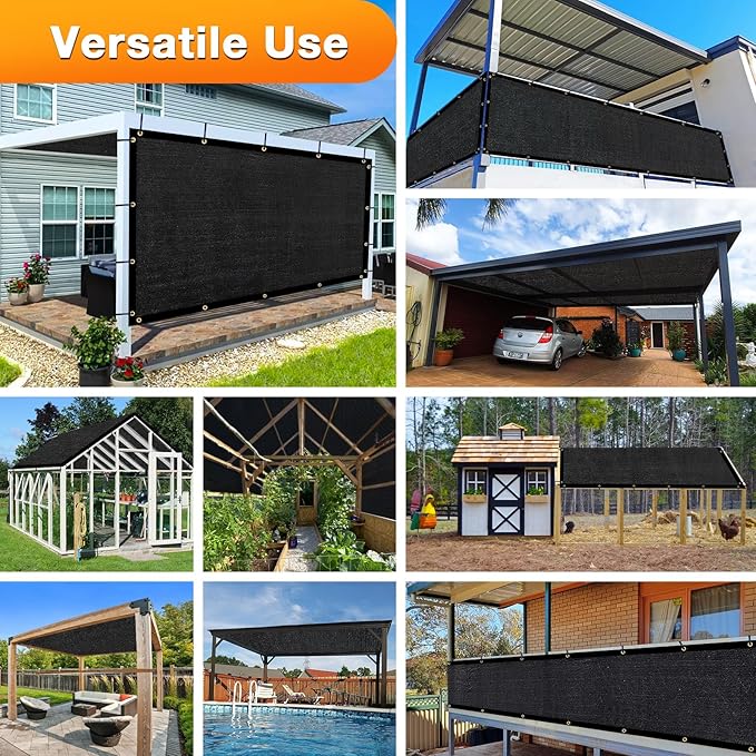 Artpuch Outdoor Pergola Shade Cover 5x8 FT Sun Shade Cloth with Grommets Black 90% UV Protection Canopy Patio Privacy Screen (Customized Available)