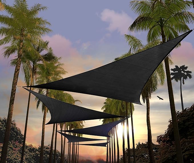 Amgo Custom Size 22' x 22' x 22' Black Triangle Sun Shade Sail UPF50+ AGTAPRT12, Order to Make Canopy Awning, 95% UV Blockage, Water & Air Permeable, Commercial Standard (We Customize)