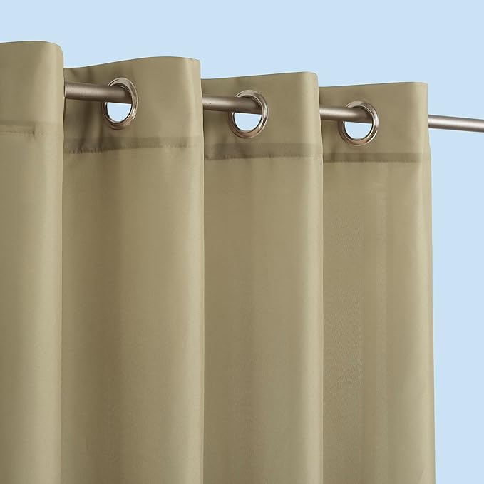 Sun Zero Marina Indoor/Outdoor UV Protectant Energy Efficient Grommet Curtain Panel, 54" x 95", Khaki