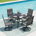 5-Piece Outdoor Dining Set, Patio Furniture Set with Textilene Swivel Chairs, Outdoor Table & 4 Chairs for Garden, Backyard, Poolside, Deck, Charcoal