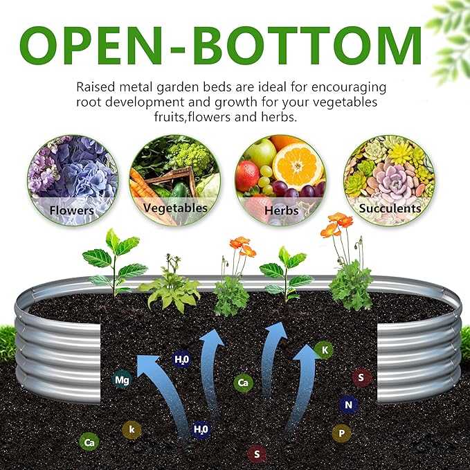2PCS 8x4x1ft Galvanized Metal Raised Garden Bed Kit,Outdoor Planter Box Vegetables,Flowers,Herbs Durable Rust-Resistant Patio Gardening Beds