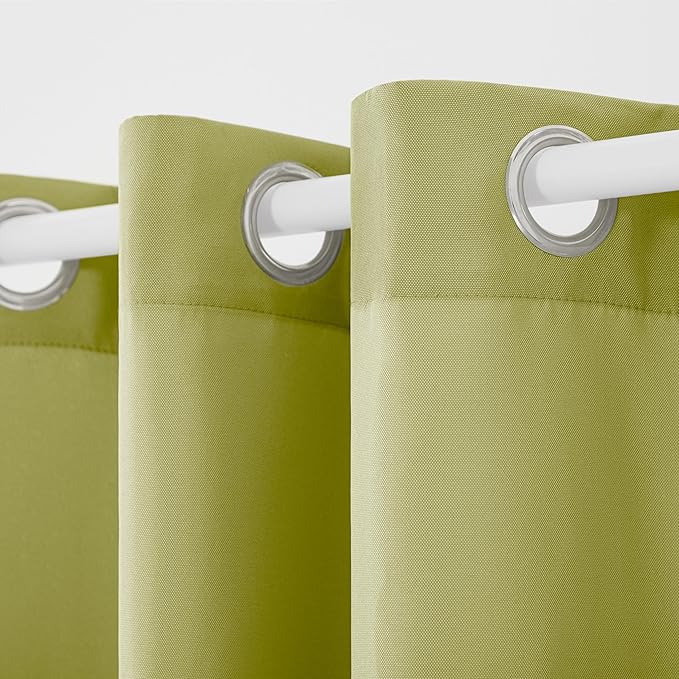 TOWN & COUNTRY BASICS Cabana Solid Heavyweight Indoor Outdoor Curtains, Light Filtering Opacity with Grommet Top, Water Repellent, 2-Pack Set, 54"x96", Kiwi Green