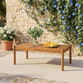 Christopher Knight Home Lenor Patio Acacia Wood Coffee Table, Solid Wood Outdoor Table for Patio Furniture Set, Slat Panel Rectangular Top, Teak