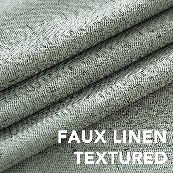 H.VERSAILTEX 100% Blackout Curtains for Bedroom Thermal Insulated Linen Textured Curtains Heat and Full Light Blocking Drapes Living Room Curtains 2 Panel Sets, Green Bay, 52x45 Inch