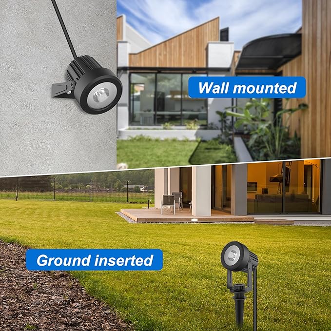 Solar Spot Lights Outdoor, Dusk to Dawn Landscape Spotlights IP65 Waterproof 9.8ft Cable,Solar Uplights for Tree Garden Yard Driveway Porch Walkway Pool (6-in-1, 3000K Warm White)