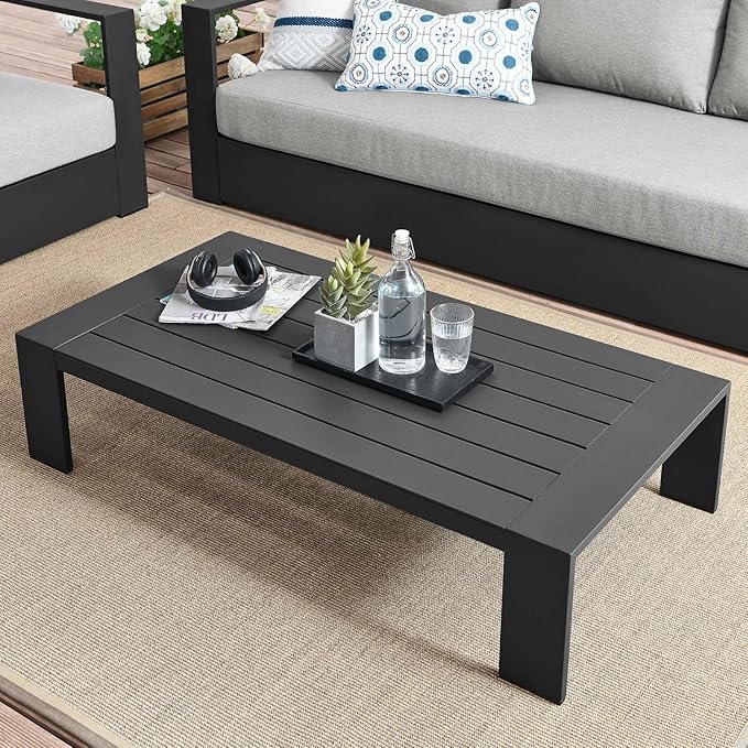 Modway Tahoe Aluminum Outdoor Patio Coffee Table in Gray