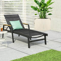 Christopher Knight Home Patio Aluminum Chaise Lounge, Adjustable Mesh Chaise Lounge, 5 Position Back Recliner, Lounge Chair with Armrest, Ourdoor Deep Seating Lounge for Poolside Backyard, Black