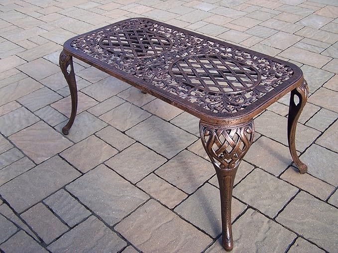 Oakland Living Mississippi Cast Aluminum Cocktail Table, 35-Inch by 18-Inch, Antique Bronze