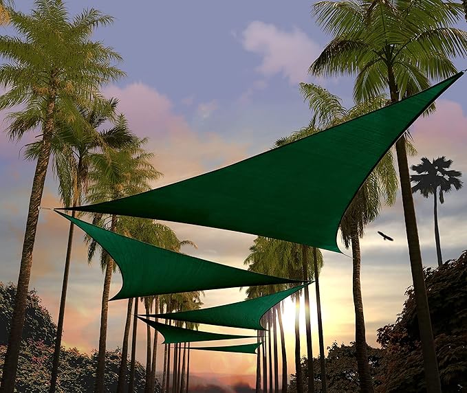 Amgo Custom Size 6' x 6' x 6' Green Triangle Sun Shade Sail Order to Make Canopy Awning UPF50+ AGSLT, 95% UV Blockage, Water & Air Permeable, 200GSM Commercial Standard (We Customize)