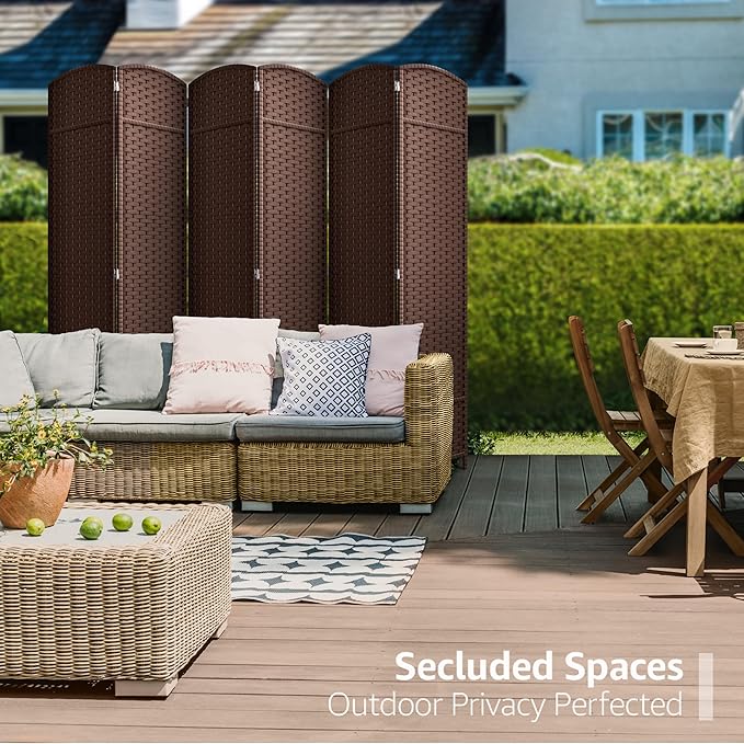 Sorbus 6 Panel Room Divider 6 ft. Tall - Privacy Screen, Extra Wide Double Hinged Panels, Mesh Hand-Woven Design, Partition Room Dividers and Folding Privacy Screens, Wall Divider for Room Separation