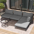 4 Piece Modern Outdoor Sectional Sofa, 31" Oversized Patio Furniture Set with Olefin Woven Rope, Weather-Resistant Metal Frame and Removable Cushion, Dark Grey