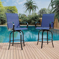 GarveeLife 2 Piece Outdoor Swivel Bar Chairs, Patio High Swivel Bar Stools, All Weather High Back and Armrest Patio Chairs, Outdoor Rotating BarChair Counter Height for Deck Lawn Garden Backyard