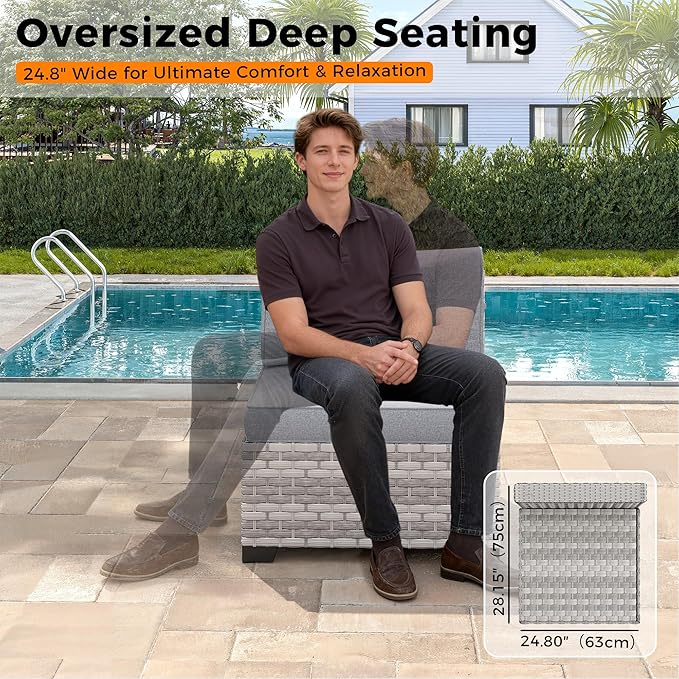 10-Seat Modern Patio Furniture Set with Swivel Rocking Chairs, Thick 4″ Cushions, Dual-Strand Wicker Rattan, Rust-Resistant Steel Frame – Outdoor Conversation & Modular Sectional,Gray