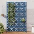 Casaphoria Metal Privacy Screen Outdoor, 72" H x 47" W Freestanding Decorative Privacy Screen for Patio Deck Balcony Garden with Stable Base, Blue-Star