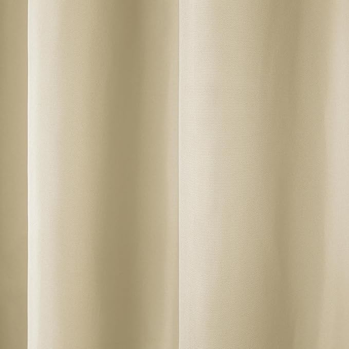TOWN & COUNTRY BASICS Cabana Solid Heavyweight Indoor Outdoor Curtains, Light Filtering Opacity with Grommet Top, Water Repellent, 2-Pack Set, 54"x84", Natural