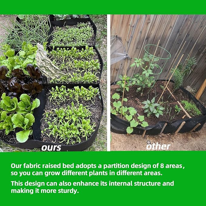 CJGQ Fabric Raised Garden Bed 6x3x1ft Garden Grow Bed Bags for Growing Herbs, Flowers and Vegetables 128 Gallon