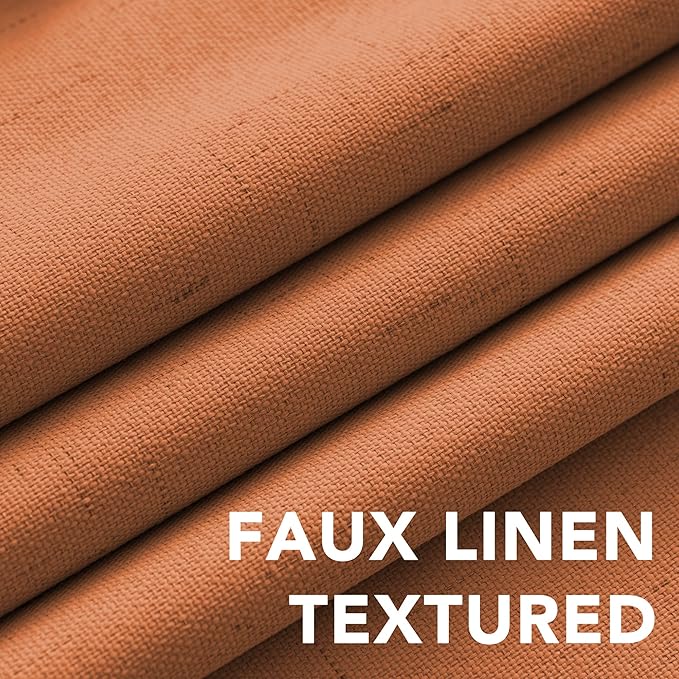 H.VERSAILTEX Halloween Curtains 100% Blackout Curtains for Bedroom Thermal Insulated Linen Textured Drapes Heat and Full Light Blocking Drapes Living Room Curtains 2 Panel Sets, Orange, 52x84 Inch
