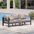 Aluminum Outdoor Patio Furniture, 3 Seats All-Weather Outdoor Patio Sofa with Washable Thick Cushion, Patio Sofa Couch for Porch, Balcony, Deck, Yard, Gray