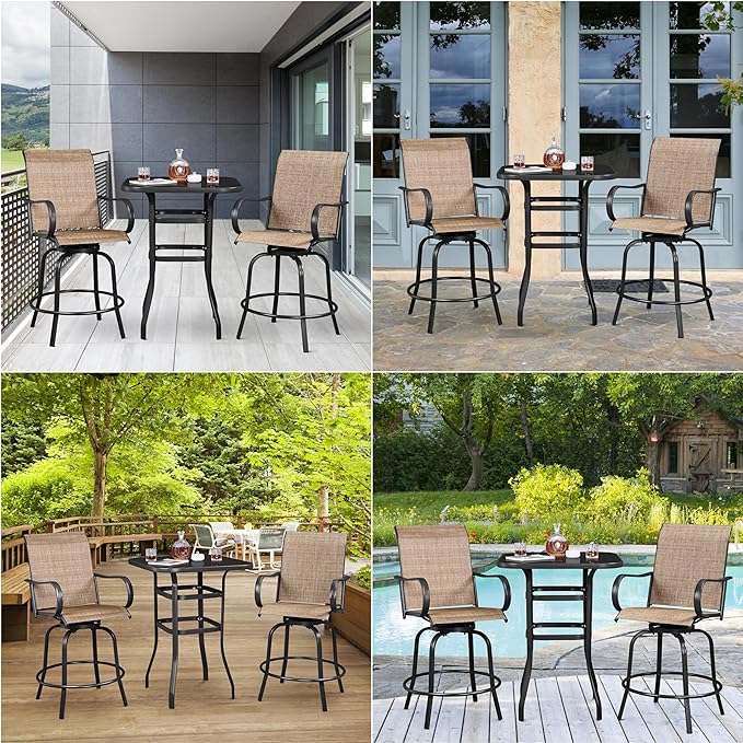 Yaheetech Patio Bar Table Tempered Glass, Height High Top Outdoor Pub Height Bistro Square Glass Side Table for Balcony Backyard Poolside, Black