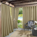 Sun Zero Marina Indoor/Outdoor UV Protectant Energy Efficient Grommet Curtain Panel, 54" x 108", Khaki
