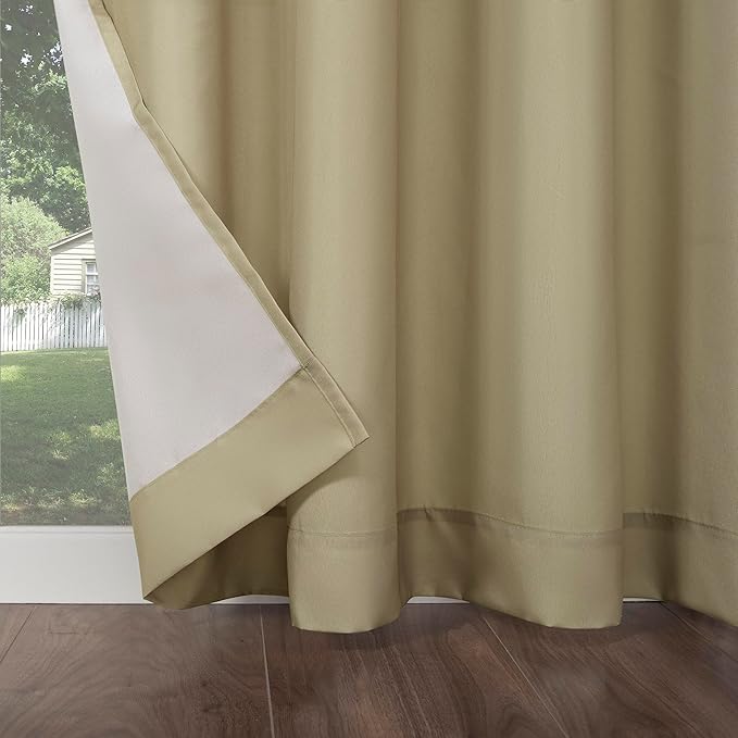 Sun Zero Marina Indoor/Outdoor UV Protectant Energy Efficient Grommet Curtain Panel, 54" x 108", Khaki