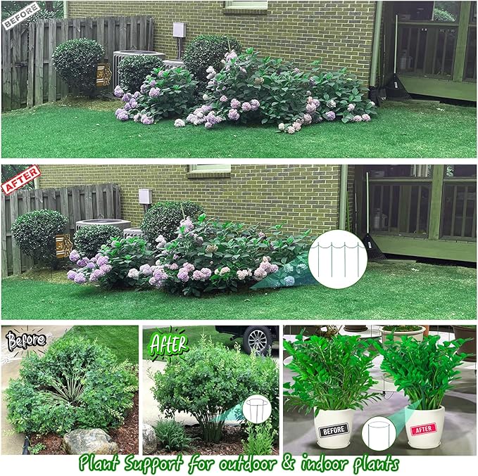 4 Pack Snake Plant Support Stakes, Peony Cages and Supports, Heavy-Duty Hoseplant Support, Hydrangea Support Cage, Aloe Plant Support Ring, Plant Support Stake for Indoor and Outdoor Potted Plants
